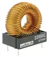 33100C: Toroidal Inductor, Vertical, 3300 Series, 10 µH, 7.6 A, 0.02 ohm, ± 15%