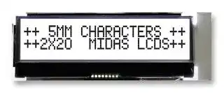 MCCOG22005A6W-FPTLWI: Alphanumeric LCD, 20 x 2, Black on White, 3V to 5V, I2C, English, Japanese, Transflective