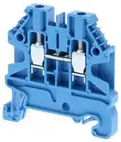 XW5T-S10-1.1-1BL: DIN Rail Mount Terminal Block, Feed Through, 2 Ways, 20 AWG, 6 AWG, 16 mm², Screw, 57 A