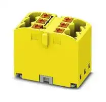 3273400: Panel Mount Barrier Terminal Block, Yellow, 24 A, 450 V, 6 Pole, Push In, 12 AWG