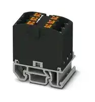 3274114: Panel Mount Barrier Terminal Block, Black, 24 A, 690 V, 6 Pole, Push In, 12 AWG