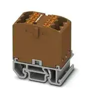 3274110: Panel Mount Barrier Terminal Block, Brown, 24 A, 690 V, 6 Pole, Push In, 12 AWG