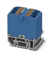 3274102: Panel Mount Barrier Terminal Block, Blue, 24 A, 690 V, 6 Pole, Push In, 12 AWG