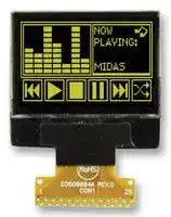 MCOT128064N2Z-YM: Graphic OLED, 128 x 64, Yellow on Black, 2.8V, I2C, Parallel, SPI, 26.7mm x 19.3mm, -40 °C