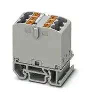 3274100: Panel Mount Barrier Terminal Block, Grey, 24 A, 690 V, 6 Pole, Push In, 12 AWG