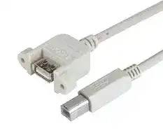 UPMAB-1M: USB Cable, USB Type A Receptacle to USB Type B Plug, 1 m, 3.3 ft, USB 2.0, Light Grey