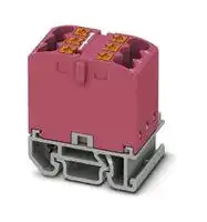 3274117: Panel Mount Barrier Terminal Block, Pink, 24 A, 690 V, 6 Pole, Push In, 12 AWG