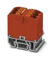3274104: Panel Mount Barrier Terminal Block, Red, 24 A, 690 V, 6 Pole, Push In, 12 AWG