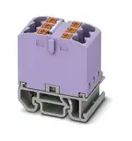 3274116: Panel Mount Barrier Terminal Block, Violet, 24 A, 690 V, 6 Pole, Push In, 12 AWG