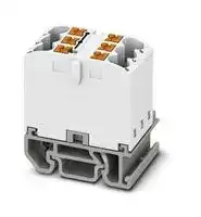 3274112: Panel Mount Barrier Terminal Block, White, 24 A, 690 V, 6 Pole, Push In, 12 AWG