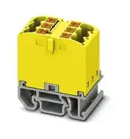3274106: Panel Mount Barrier Terminal Block, Yellow, 24 A, 690 V, 6 Pole, Push In, 12 AWG
