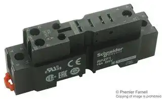 RPZF1: Relay Socket, DIN Rail, Screw, 5 Pins, 16 A, 250 VAC, RPZ Series