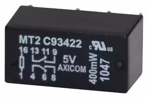 C93422: Signal Relay, 5 VDC, DPDT, 2 A, MT2 Series, Through Hole, Non Latching