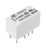 HFD3/24-SR: Signal Relay, 24 VDC, DPDT, 4 A, HFD3 Series, Surface Mount, Non Latching