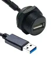 UA-30PMFL-SC7B30: USB Cable, Type A Plug to Sealed Type A Receptacle, 300 mm, 11.8 ", USB 3.0, Black