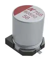A768EB107M1ELAE036: Polymer Aluminium Electrolytic Capacitor, 100 µF, 25 V, Radial Can - SMD, 0.036 ohm