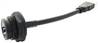 UA-30PMF-LD7B15: USB Cable, IP67, Type A Plug to Type A Receptacle, 150 mm, 5.9