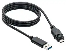 UC-30AMM-QD8B01: USB Cable, IP68, With Strain Relief, Type A Plug to Type C Plug, 1 m, 3.28 ft, USB 3.0, Black