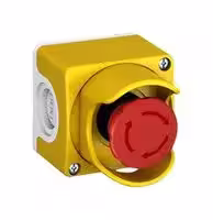 1SFA619821R2001: Enclosure with Shroud, Plastic, Yellow/Grey, 40 mm Mushroom Emergency Stop Switches
