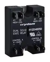H12D4825D: Solid State Relay, SPST-NO, 25 A, 530 VAC, Panel Mount, Screw, Zero Crossing