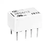 HFD4/12: Signal Relay, 12 VDC, DPDT, 2 A, HFD4 Series, Through Hole, Non Latching