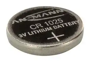 1516-0005: Battery, 3 V, 1025, Lithium Manganese Dioxide, 30 mAh, Pressure Contact, 1