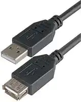 PSG91419: USB Cable, Type A Plug to Type A Receptacle, 0.5 m, 1.64 ft, USB 2.0, Black