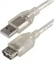 PSG91443: USB Cable, Type A Plug to Type A Receptacle, 1 m, 3.3 ft, USB 2.0, Transparent