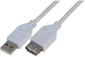 PSG91455: USB Cable, Type A Plug to Type A Receptacle, 250 mm, 9.84 ", USB 2.0, White