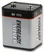 601162: Battery, EVEREADY Silver, Single Cell, 9 V, PP9, Zinc Carbon, 4.5 Ah, Snap Contact