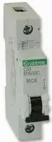 6HS32C: Thermal Magnetic Circuit Breaker, Loadstar C Curve Series, 32 A, 1 Pole, 230 VAC, DIN Rail