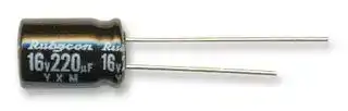 100YXM22MEFC8X11.5: Electrolytic Capacitor, Miniature, 22 µF, 100 V, ± 20%, Radial Leaded, 10000 hours @ 105°C, Polar