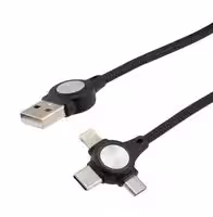 CAU2A-3IN1C-1FT: USB CABLE, 2.0 TYPE A PLUG-LIGHTNIN/PLUG