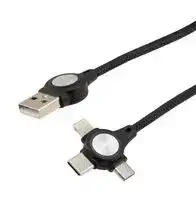CAU2A-3IN1C-1FT: USB CABLE, 2.0 TYPE A PLUG-LIGHTNIN/PLUG