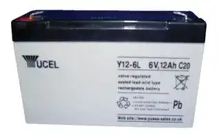 Y12-6L: Rechargeable Battery, 6 V, Lead Acid, 12 Ah, Quick Connect, 1