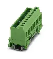 1788800: DIN Rail Mount Terminal Block, Plug-in Block, 10 Ways, 24 AWG, 12 AWG, 2.5 mm², Screw, 12 A