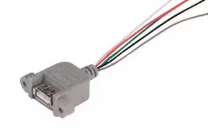 UPMA-LEADS: USB Cable, Type A Receptacle to Free End, 609.6 mm, 24 ft
