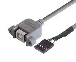 UPMB5-075M: USB Cable, Type B Receptacle to Board-In Crimp Terminal, 750 mm, 29.5 ft, USB 2.0, Grey