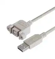 UPMBA-03M: USB Cable, Type A Plug to Type B Receptacle, 300 mm, 11.8 ft, USB 2.0, Light Grey