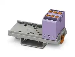 3273016: Panel Mount Barrier Terminal Block, Violet, 24 A, 690 V, 6 Pole, Push In, 12 AWG