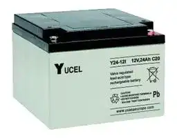 Y24-12: Rechargeable Battery, 12 V, Lead Acid, 24 Ah, M5 Bolt, 1