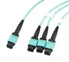 MPF24-MPF308OM4R-5: Fibre Optic Cable, OM4 Multimode, 50µm/125µm, 24 Fibres, MPO Jack to 3x MPO Jack, 5m