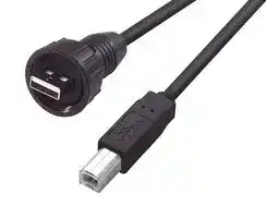 WPUSBAB-5M: USB Cable, Type A Plug to Type B Plug, 5 m, 16.4 ft, USB 2.0, Black