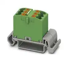 3273140: Panel Mount Barrier Terminal Block, Green, 24 A, 690 V, 6 Pole, Push In, 12 AWG