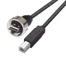 WPUSBABSH-05M: USB Cable, Type A Plug to Type B Plug, 500 mm, 19.7 ft, USB 2.0, Black