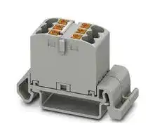 3273132: Panel Mount Barrier Terminal Block, Grey, 24 A, 690 V, 6 Pole, Push In, 12 AWG