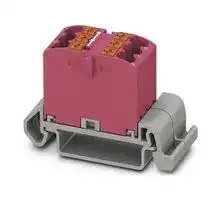 3273149: Panel Mount Barrier Terminal Block, Pink, 24 A, 690 V, 6 Pole, Push In, 12 AWG
