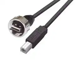 WPUSBABSH-5M: USB Cable, Type A Plug to Type B Plug, 5 m, 16.4 ft, USB 2.0, Black