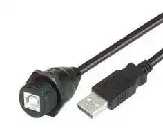 WPUSBBA-05M: USB Cable, Type A Plug to Type B Receptacle, 500 mm, 1.6 ft, USB 2.0, Black