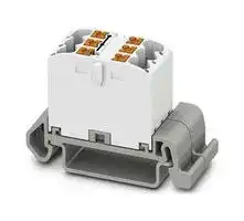 3273144: Panel Mount Barrier Terminal Block, White, 24 A, 690 V, 6 Pole, Push In, 12 AWG